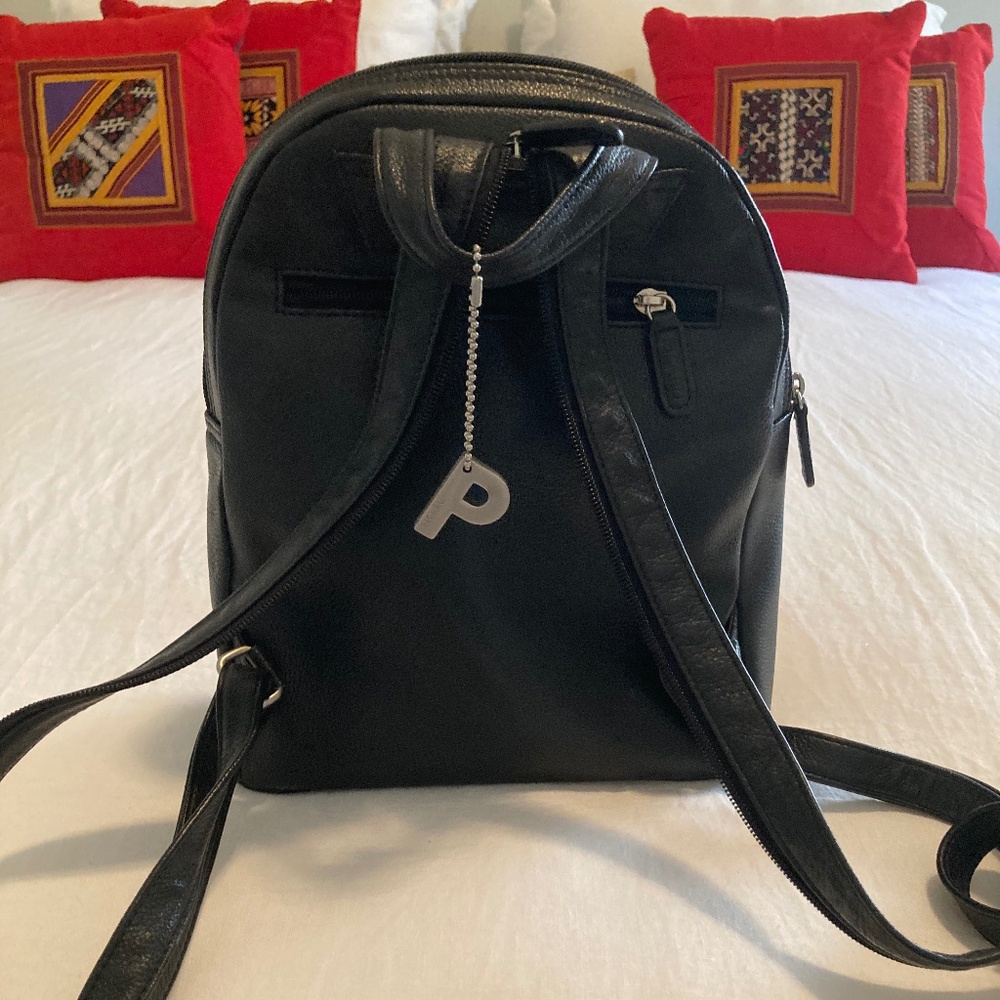 Picard black leather backpack purse - Picture 2 of 9